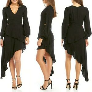 Long Sleeve Asymmetrical Ruffle Dress